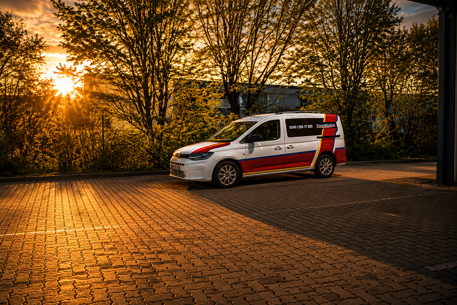 VW Caddy mit TransMedica-Beklebung